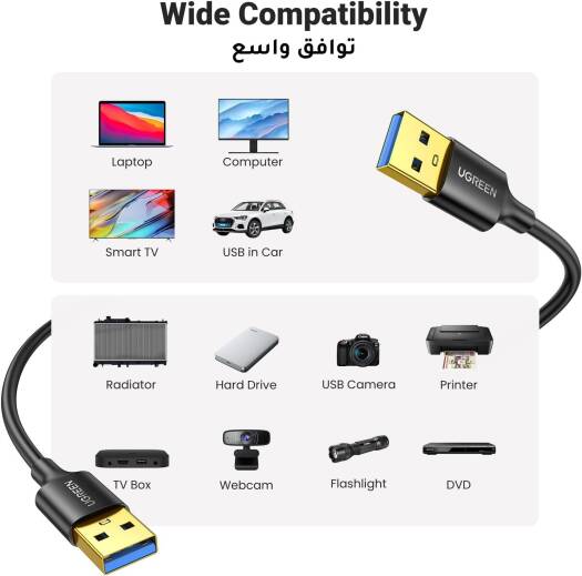 UGREEN Data Transfer USB 3.0 Type A Male to Male, 4Gbps Data Transfer Rate, PVC Material, SuperSpeed USB 3.0, Gold-plated Connector, 0.5m Cable Length, Black | 10369 thumbnail 7