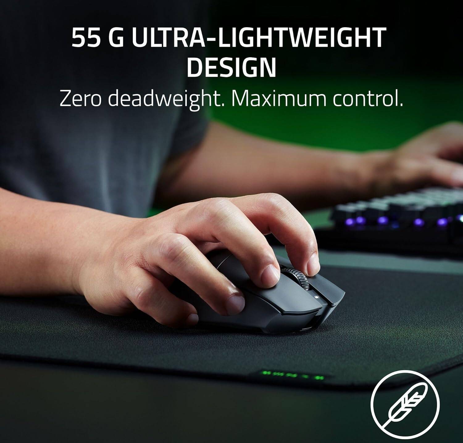 Razer Deathadder V3 HyperSpeed Wireless Gaming Mouse, Focus X 26K Optical Sensor, 26000 DPI Sensitivity, 40g Max Acceleration, 8 Programmable Buttons, Black | RZ01-05140100-R3G1 thumbnail 2