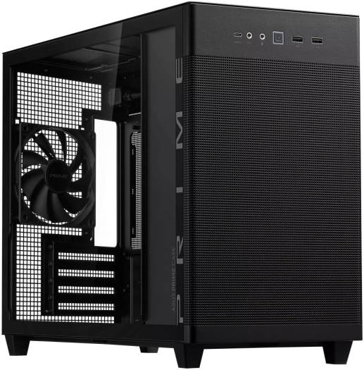 ASUS Prime AP201 Tempered Glass MicroATX Computer Case, Removable Dust Filter, Up to 360mm Radiator Support, Up to 4 Fans, Black | 90DC00G0-B39010 thumbnail 2