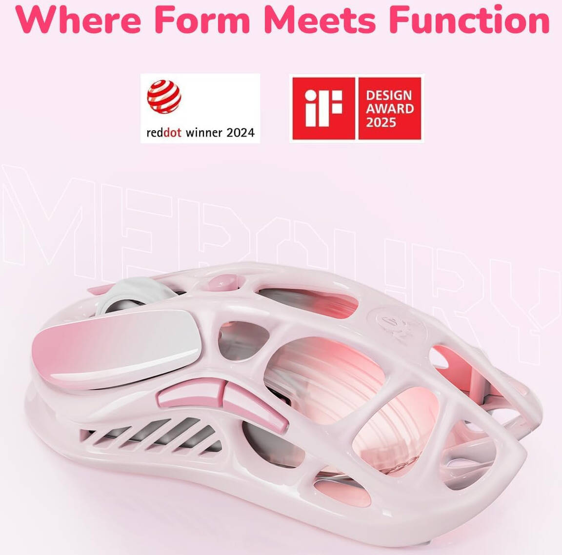 GravaStar Mercury M1 Pro Special Edition Wireless Mouse, 26000 DPI, 650 IPS Acceleration, PAW3395DM Sensor, 5 Programmable Buttons, Support Wired/2.4GHz/BT, Sakura Pink | M1-PRO-SE thumbnail 6