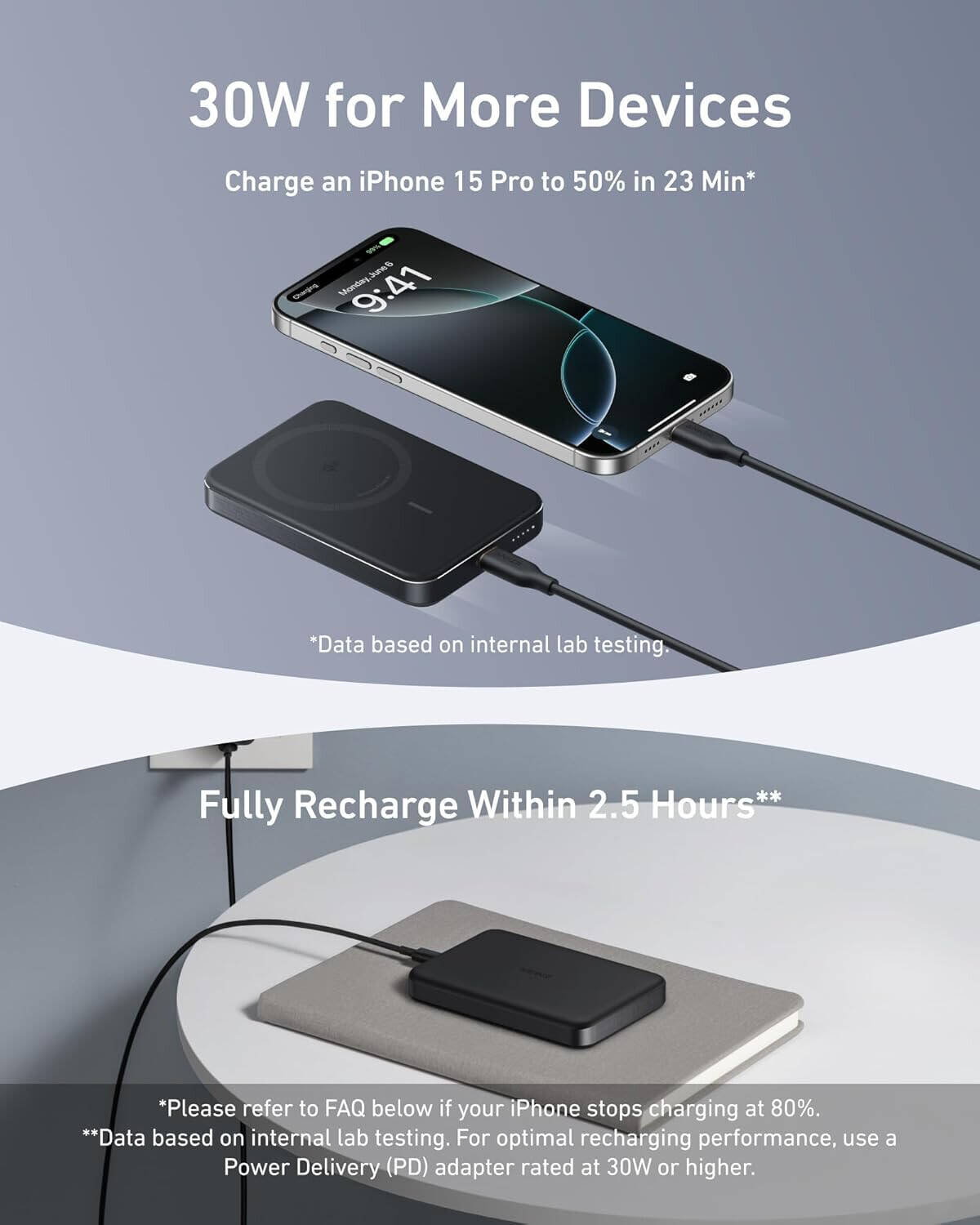 Anker MagGo Power Bank, 10,000mAh Total Capacity, Magnetic Portable, Qi2 Certified, 15W Ultra-Fast, MagSafe-Compatible, Ergonomic Design, For iPhone 16/15/14/13/12 Series, Black | A1664H21 thumbnail 3