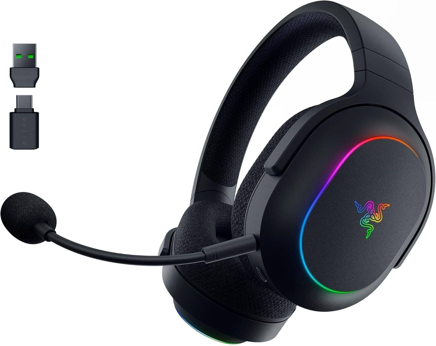 Razer Barracuda X Chroma Gaming Headphones, 40mm Razer TriForce, Detachable Razer HyperClear Cardioid Mic, 7.1 Surround Sound, 6-Zone Earcup Lighting, Black | RZ04-05220100-R3M1 - Image 1