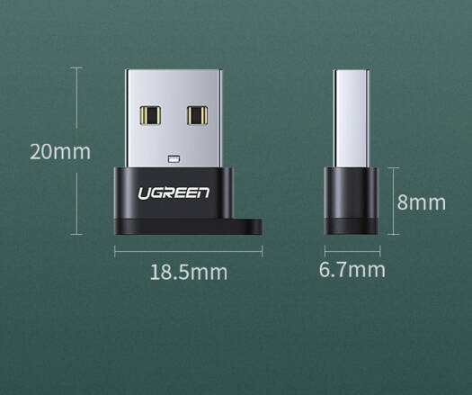 UGREEN US280 USB-C female and USB-A 2.0 Male Connector Adapter, Up to 480 Mb/s Data Transfer, USB 2.0, Aluminum Alloy & Nickel Layer Material, Black | 50568 thumbnail 4