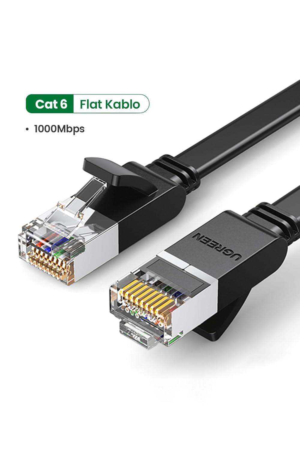 UGREEN CAT6 U/UTP LAN FLAT CABLE 2M BLACK thumbnail 2