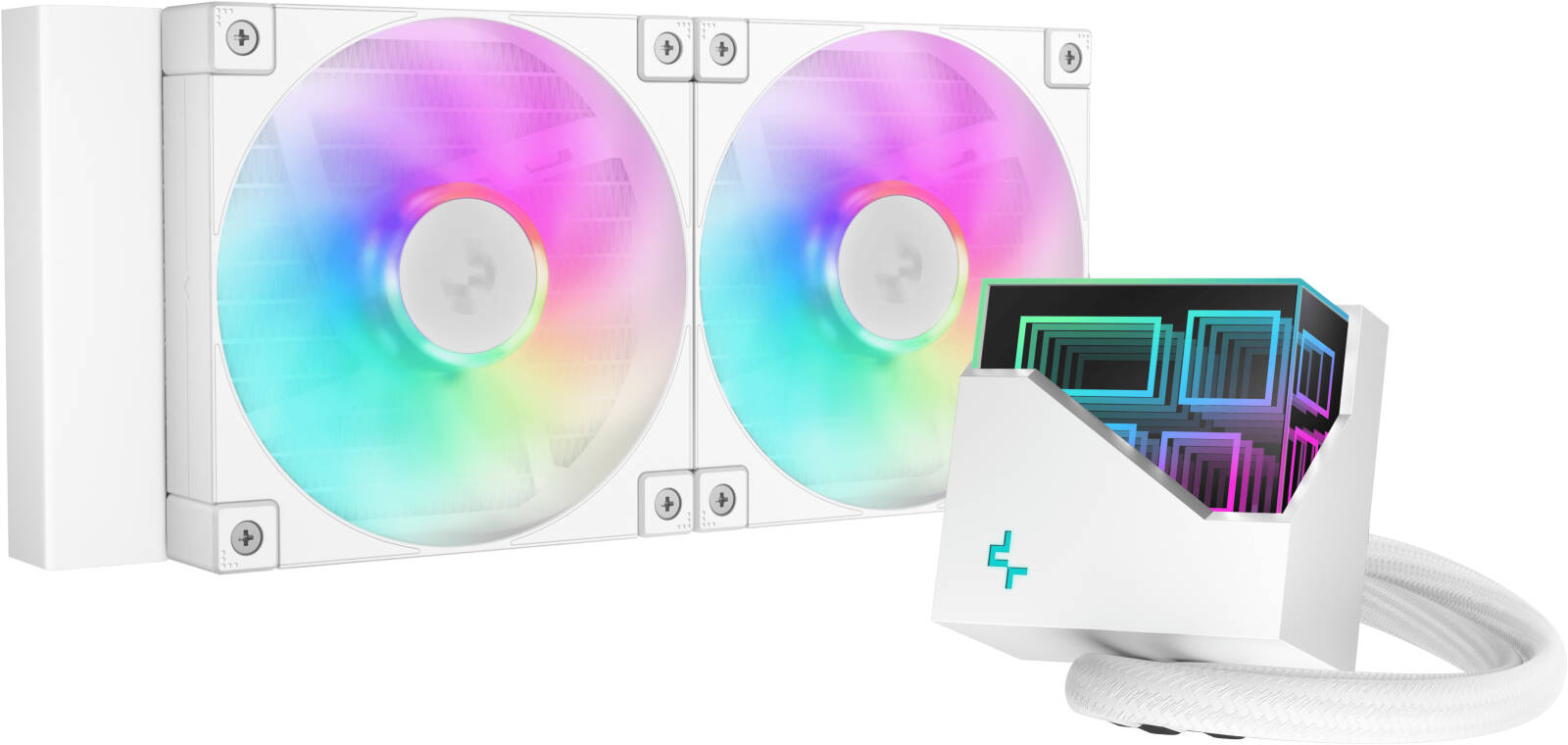 DeepCool LT240 ARGB Liquid CPU Cooler, 240mm Radiator, 2x FD12 ARGB Fan, 2400 RPM Fan Speed, 72.04 CFM Airflow, Hydro Bearing Type, Anti-Leak Technology, White | R-LT240-WHAMNC-G-1 - Image 1