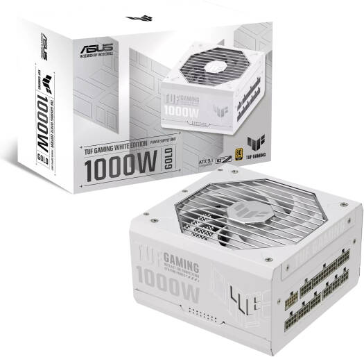 ASUS TUF Gaming 1000W 80Plus Gold Fully Modular Power Supply, ATX 3.0 Compatible 80+ Gold Certified, Military-grade, Dual Ball Bearing, Axial-tech Fan, PCB Coating, White | 90YE00S5-B0NA00 - Image 1