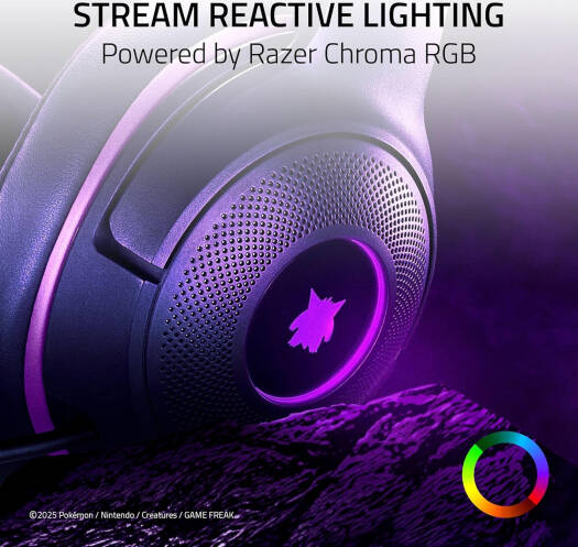 Razer Kraken Kitty V2 Gaming Headphone, 40mm TriForce Driver, HyperClear Cardioid Mic, Unidirectional, Chroma RGB Lighting, USB Type-A Connection, Gengar Pokemon Edition | RZ04-04730300-R3M1 thumbnail 8