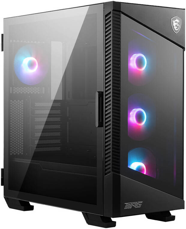MSI MPG Velox 100R Mid-Tower Gaming PC Case, Tempered Glass Side Panel, 4 x 120mm ARGB Fans, Liquid Cooling Support up to 360mm Radiator, Mesh Panel, Black | 306-7G18R21-809 / 306-7G18R27-HH9