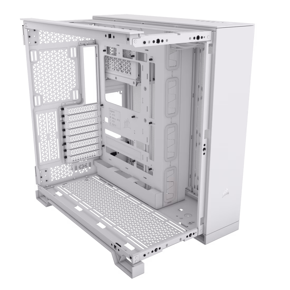 Corsair 6500D Airflow Mid-Tower Computer Case, Up to 360mm Radiator & 13x Fan Support, Tempered Glass, Fully Mesh Sides, Dual Chamber Design, Modern Front Panel I/O, White | CC-9011260-WW thumbnail 9