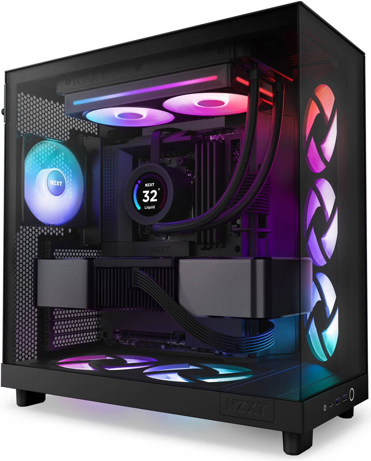 NZXT F240 RGB CORE 240mm RGB LED Single-Frame RGB Fan Unit, 120mm FDB Fans, Up to 2400 rpm Fan Speed, 75.12 CFM Airflow, PWM Fan Control, Matte Black | RF-U24HF-B1 thumbnail 2