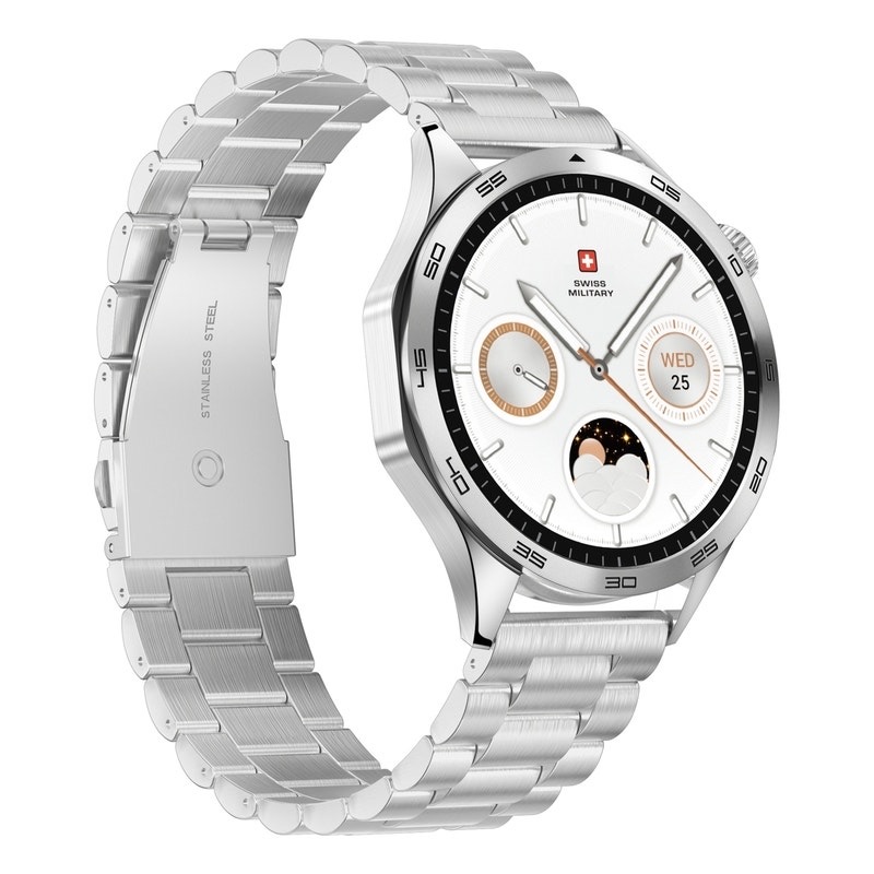 SWISS MILITARY SWISS INTL SILVERFRAME SILVER METAL STRAP SMARTWATCH thumbnail 2