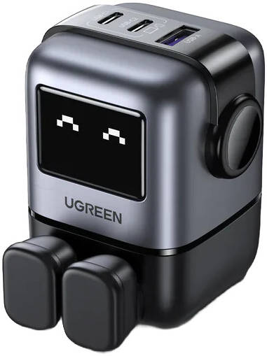 UGREEN Uno 65W Charger, 2-Port USB-C, 1-Port USB-A, Nexode Uno GaN, LED Display, Compatible With iPhone, SAMSUNG & Macbook, Black | CD361 - Image 1