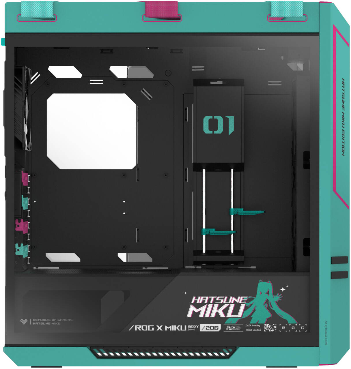 ASUS ROG Strix Helios II Hatsune Miku Edition Mid Tower Computer Case, 4x 140mm Pre-Installed Fans, Up to 420 Radiator & 7x 120mm Fan Support, USB-C 20Gbps, Cable Management | 90DC00W0-B39010 thumbnail 4
