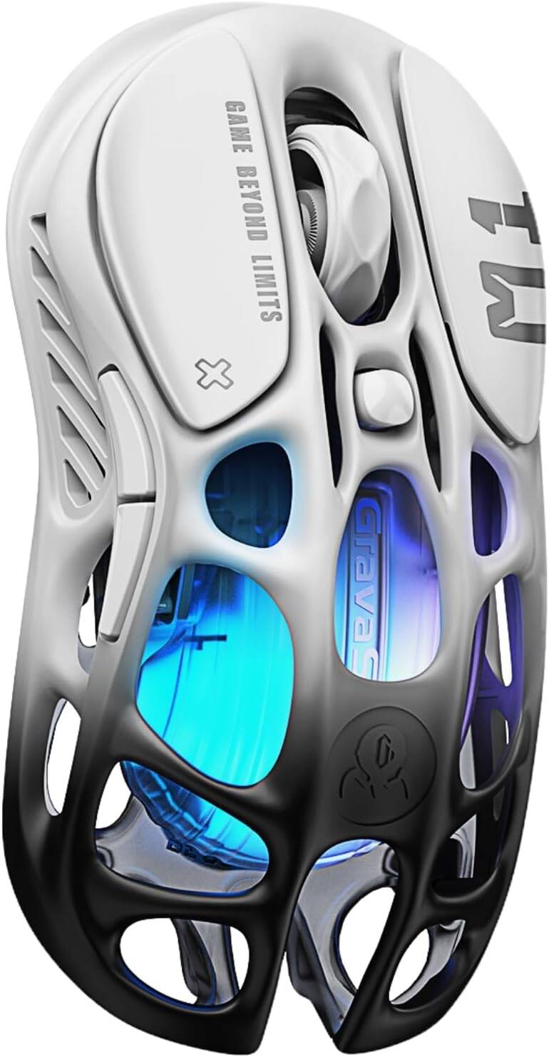 GravaStar Mercury M1 Pro Wireless Gaming Mouse, Lightweight Magnesium Alloy, 26,000 DPI, PAW3395DM Sensor, 5 Programmable Buttons, Support Wired/2.4GHz/BT, Gradient Black | M1-PRO thumbnail 4