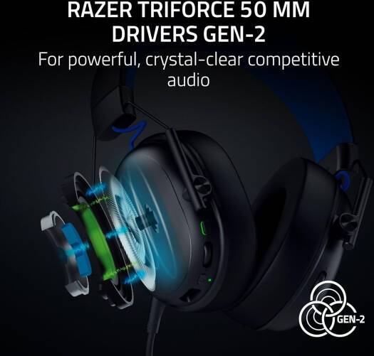 Razer Blackshark V3 X Hyperspeed Gaming Headset, TriForce 50 mm Drivers Gen 2, Detachable HyperClear Cardioid 9.9 mm Mic, HyperSpeed Wireless, 70H Battery Life, PlayStation, Black | RZ04-05420400-R3G1 thumbnail 8