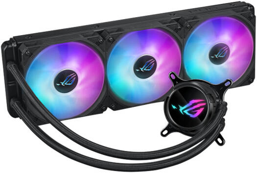 ASUS ROG Strix LC III 360 aRGB CPU Liquid Cooling, 360mm Radiator, 3x ROG Strix AF-12S aRGB 120mm Fans, 2200 RPM Fan Speed, 70.38 CFM Ariflow, 360° Rotating ROG Logo, Black | 90RC00T1-M0UAY0 thumbnail 3