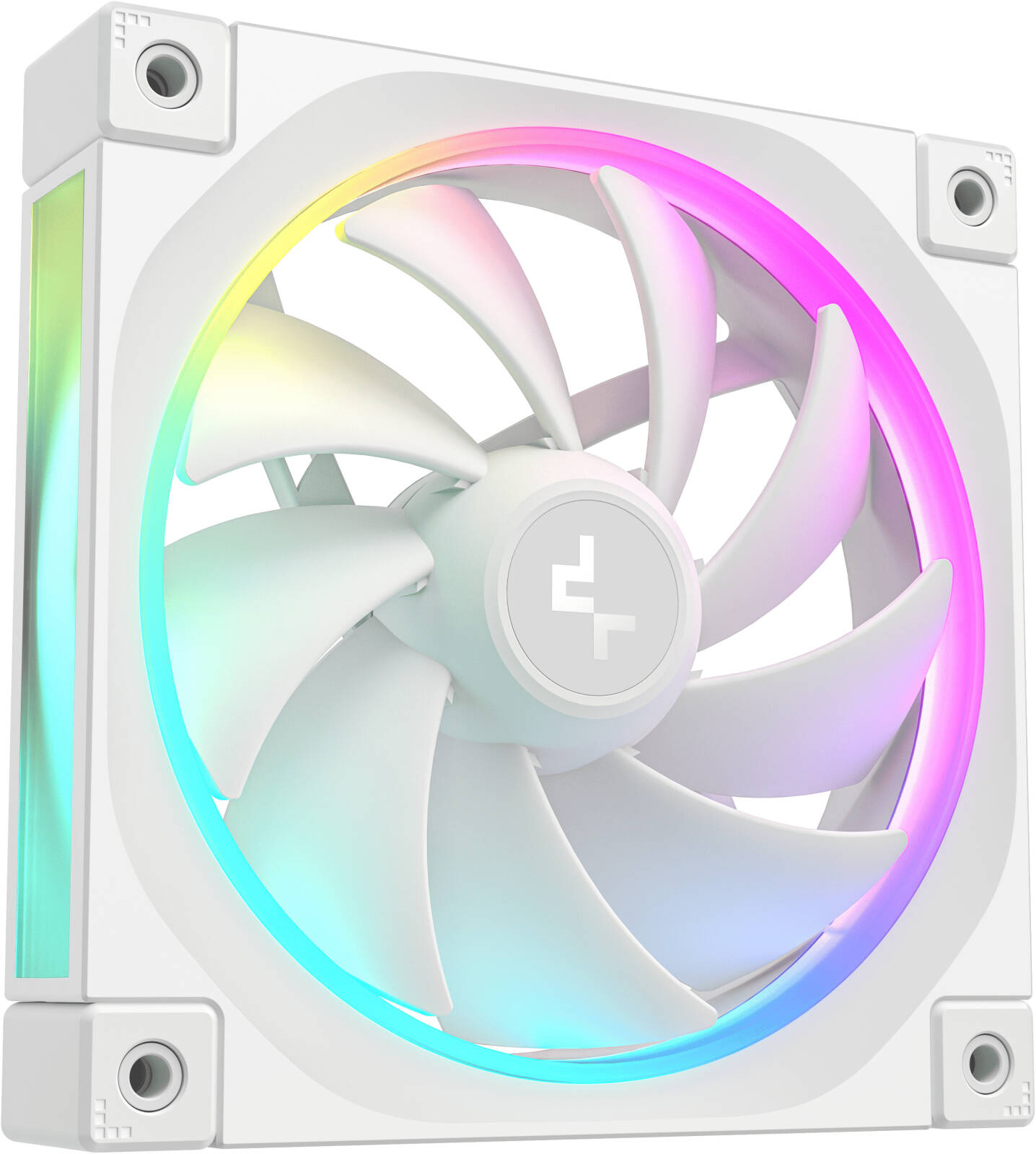 DeepCool FL12 120mm Case Fans, 2150 RPM Fan Speed, 55 CFM Fan Airflow, Fluid Dynamic Bearing Type, 4-Pin PWM Fan Connector, Addressable RGB LED, Pack of 3, White | R-FL12-WHAPN3-G thumbnail 2