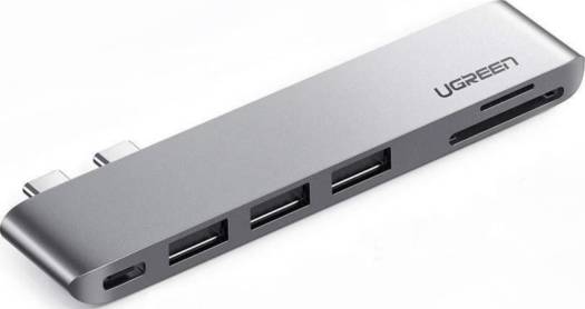 Ugreen 6 in 1 USB-C Hub Macbook SD/TF Card Reader, Superpeed USB 3.0 Hub, USB C Data Port Compatible for Macbook Pro 2016, 2017, 2018,2019, Macbook Air 2018, 2019, Macbook Air 2020 | 60560 - Image 1