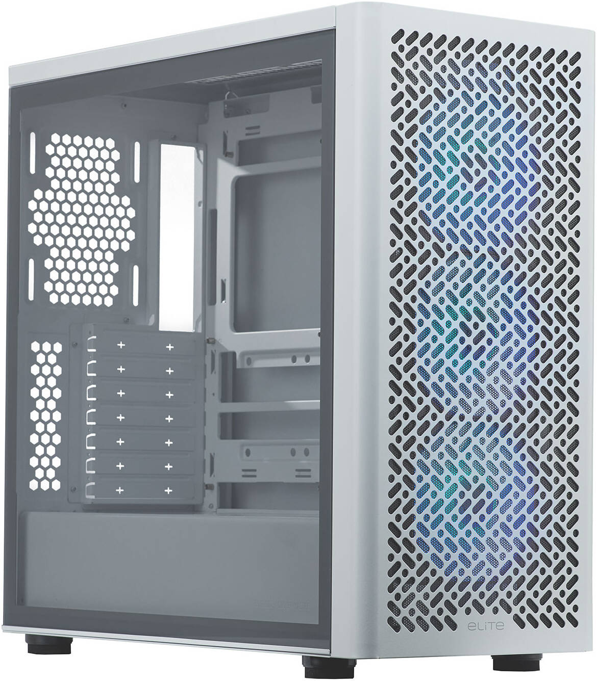 Cooler Master Elite 502 Mid Tower Computer Case, 3x 120mm ARGB Pre-Installed Fans, Up to 420mm Radiator & 7x 120mm Fan Support, Tempered Glass Side Panel, White | E502-WGNN-S00