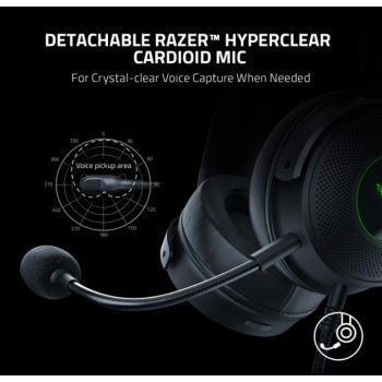 Razer Kraken V3 HyperSense Wired USB Gaming Headset, With Haptic Technology, TriForce Titanium 50mm Drivers, THX Spatial Audio, 32 ohm (1 kHz) Impedance, USB-A, Black | RZ04-03770100-R3M1 thumbnail 2