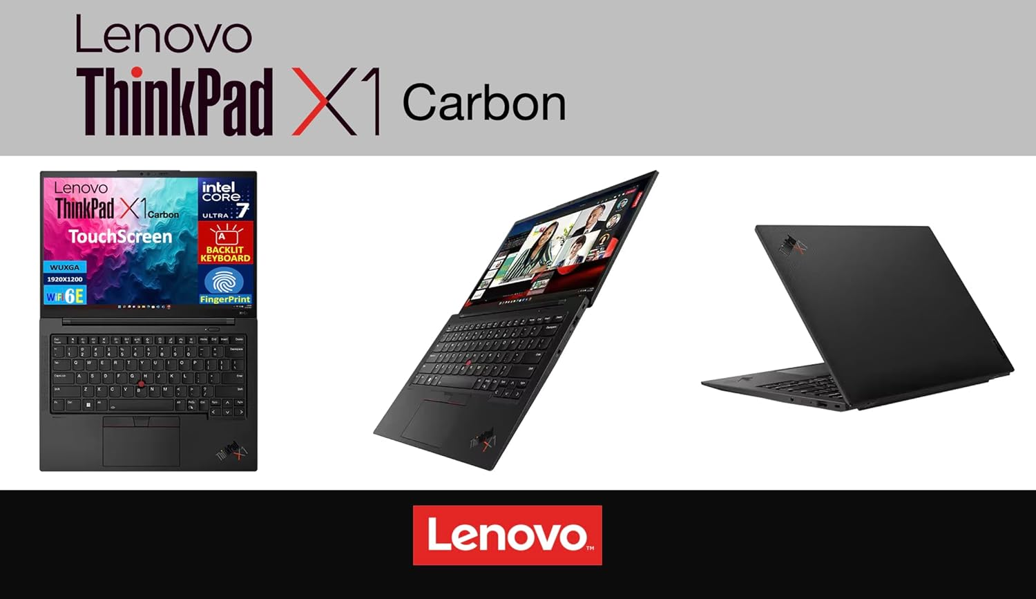 Lenovo Laptop ThinkPad X1 Carbon Gen 12 U7-155U 32GB/1TBSSD/14"WUXGA/WIN11-P/BKLIT/BLK/ARB thumbnail 2