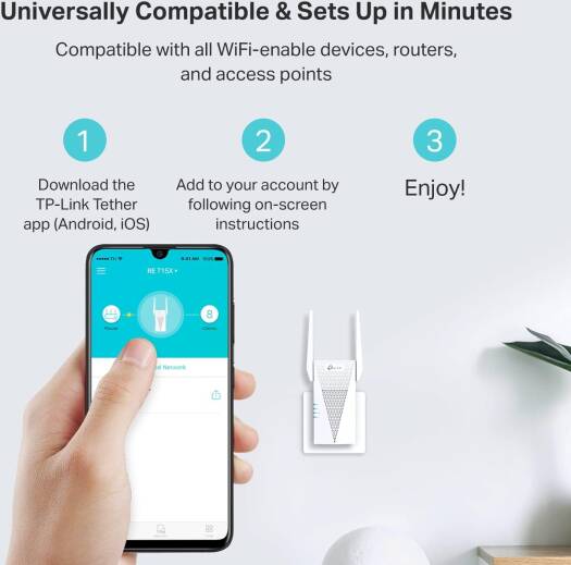 TP-Link AX3000 WiFi 6 Range Extender Signal Booster for Home(RE715X), Dual Band WiFi Repeater, Internet Extender with Gigabit Ethernet Port, Access Point, APP Setup, OneMesh Compatible thumbnail 7