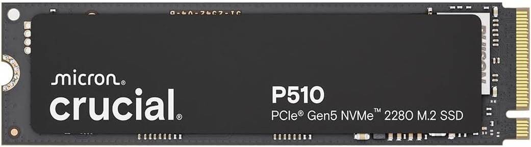Crucial P510 PCIe Gen5 NVMe M.2 Internal SSD, 1TB Capacity, Up to 11,000 MB/s Sequential Read & 9,500 MB/s Sequential Write, 600TBW Endurance | CT1000P510SSD8 - Image 1