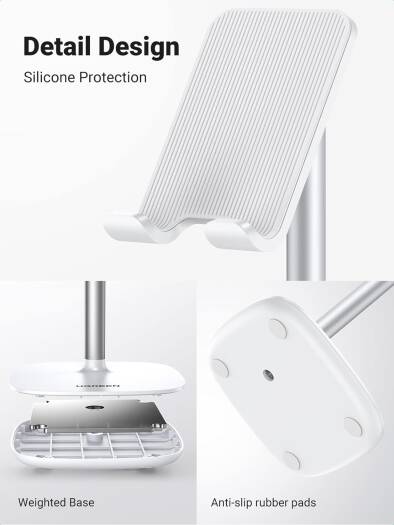 UGREEN Angle Adjustable Phone Stand, Multi-Angle Adjustable, Charging Hole Design, Sturdy & Durable, Wide Compatibility, White | 60343 thumbnail 3