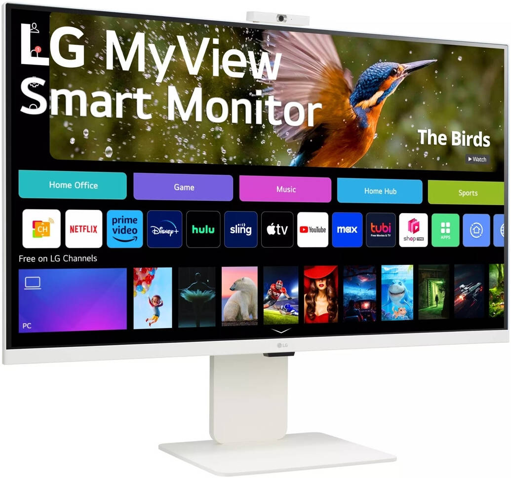 LG MyView 32SR50F-W Smart Monitor, 32" IPS Display, FHD Resolution, 60Hz Refresh Rate, 8ms (typ) Response Time, webOS, ThinQ Home Dashboard, Wi-Fi & Bluetooth Connectivity, White | 32SR50F-W thumbnail 2