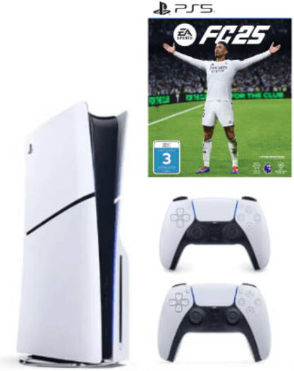 Sony PlayStation 5 Disc Slim Console With Extra DualSense wireless Controller + FC 25 Game, 1TB, 4K Gaming, HDR, Ray Tracing, Immersive Next-Gen Gaming Experience, UAE Version | PS5 - Image 1