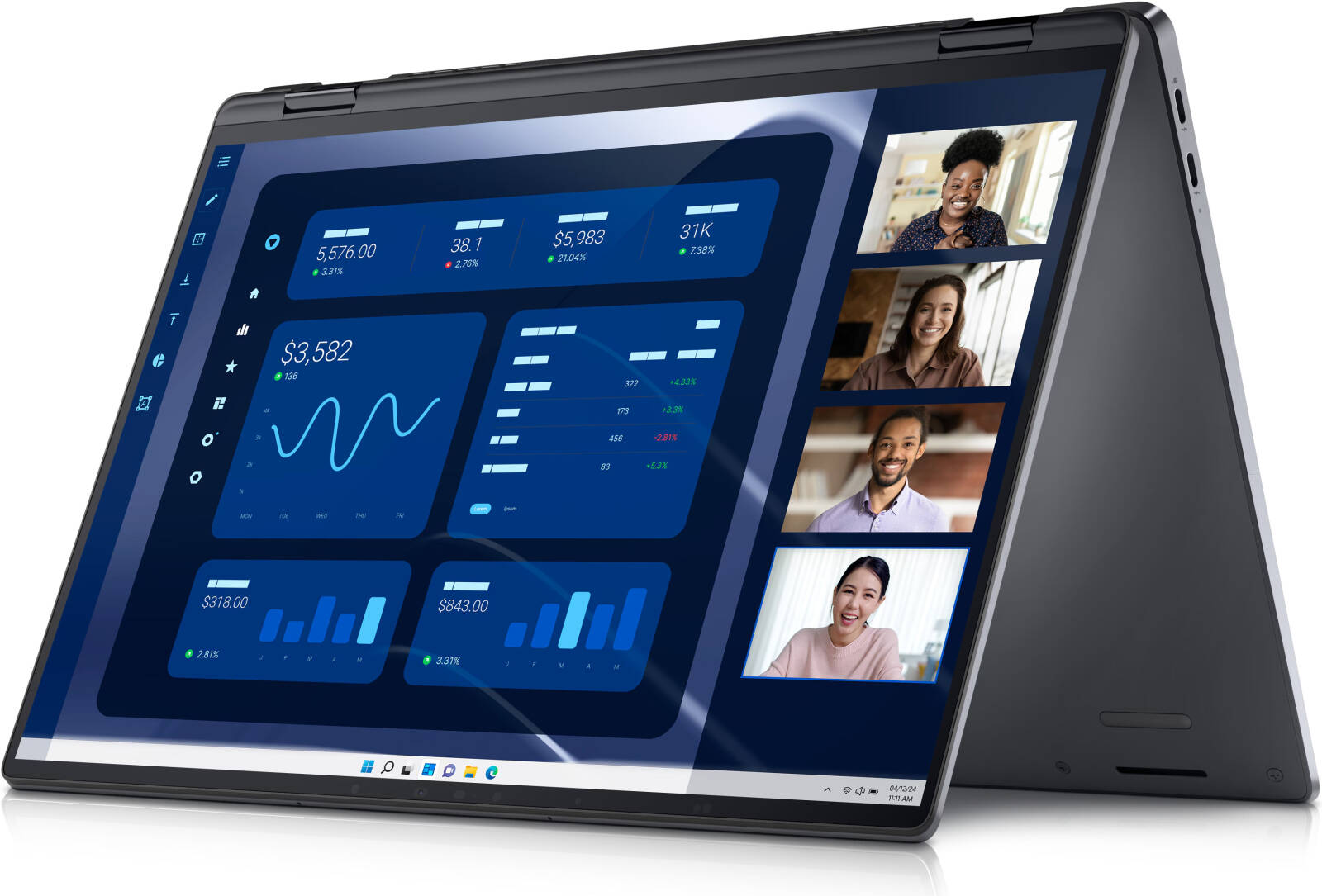 Dell Latitude 9450 2-in-1 Laptop, 14" QHD+ ComfortView+ Touch Display, Intel Core Ultra 7 165U, 16GB RAM, 256GB SSD, Intel Graphics, English (US) Keyboard, Windows 11 Pro, Grey | 9450-LAT-970MW thumbnail 3