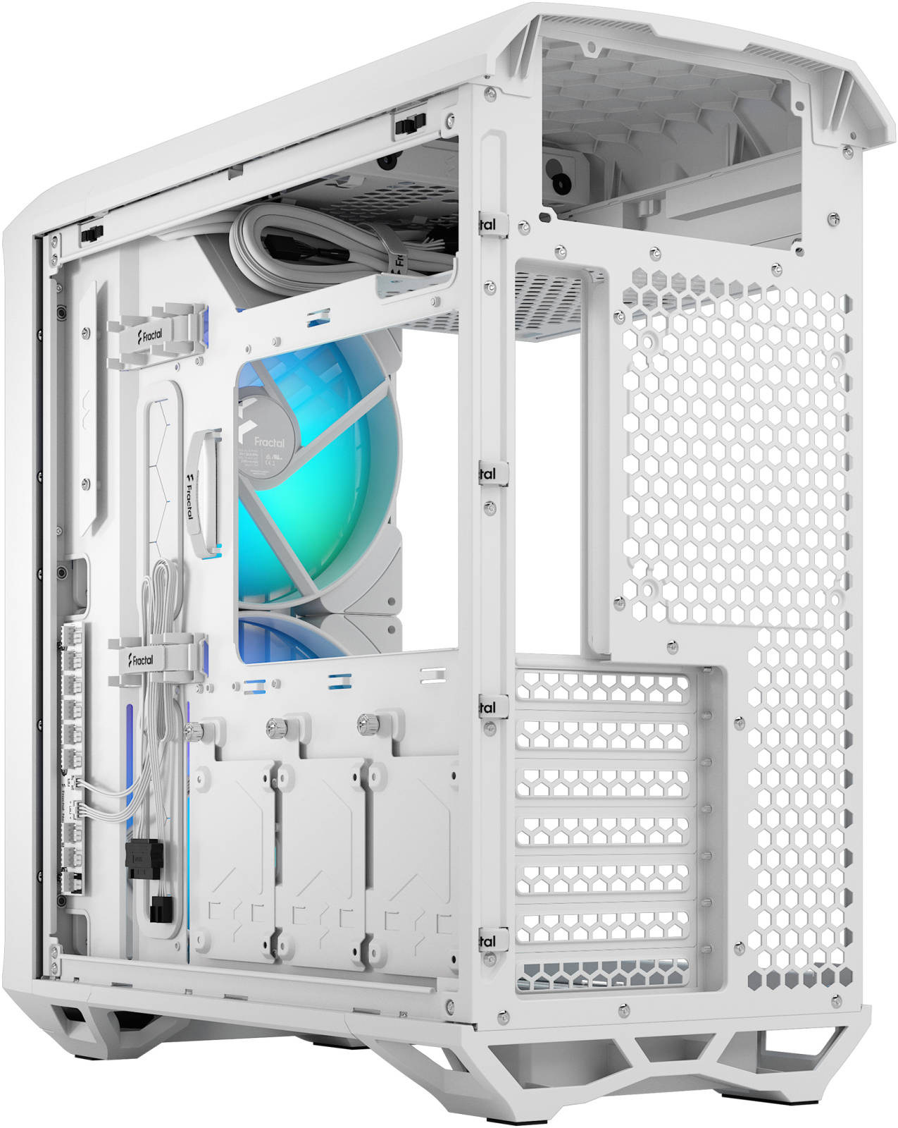 Fractal Design Torrent Mid-Tower Case with Clear Tempered Glass Side Panel and RGB Fans, Up to 360mm Radiator & 6x120mm Fans Support, 3x 2.5" Drive, USB 3.1 C/USB 3.0, White | FD-C-TOR1A-07 thumbnail 9