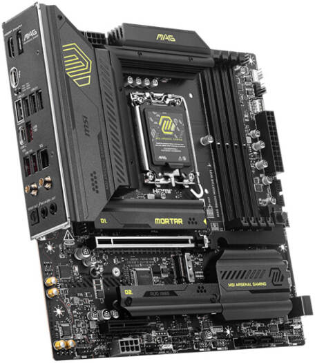 MSI MAG B860M Mortar WiFi LGA 1851 Micro ATX Motherboard, 4x DDR5 UDIMM Slots, Up to 256GB Max Memory, 1x PCI-E x16 Slot, 3x M.2 Slots, WiFi & BT Connectivity, Black | 911-7E40-002 thumbnail 3