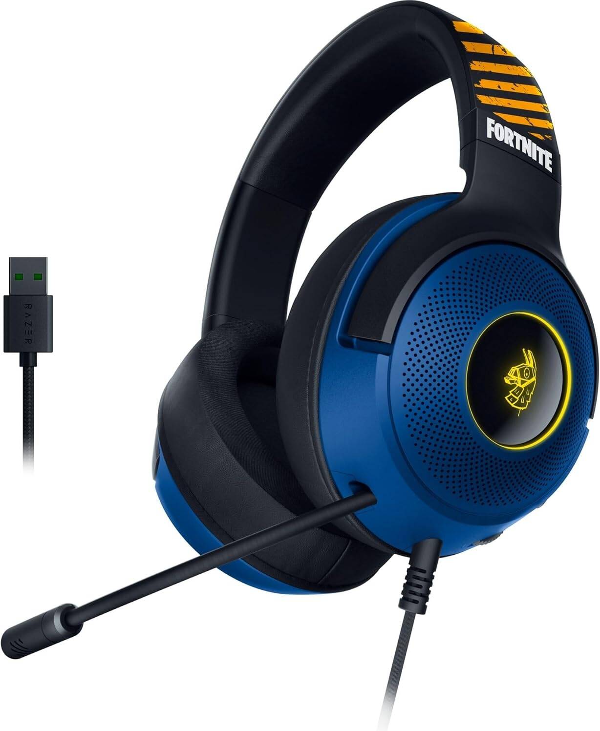 Razer Kraken V3 X Wired USB Gaming Headset - Fortnite Edition, 40mm TriForce Drivers, Chroma RGB Lighting, HyperClear Cardioid Mic, 7.1 Surround Sound, 285g Lightweight, Blue | RZ04-03750500-R3M1 thumbnail 3