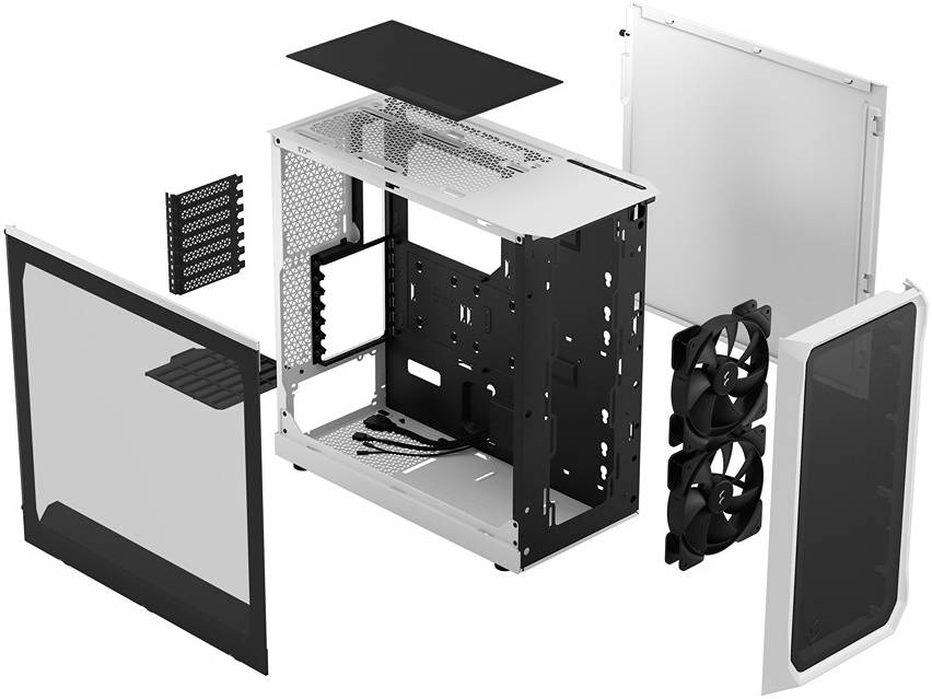 Fractal Design Focus 2 White TG Mid Tower PC Case, Temp Glass Side Panel, Mesh Design Front, High Airflow, Up to 6x120mm Fan & Up to 360mm Radiator, Smart Config, 2xUSB 3.0, White TG | FD-C-FOC2A-02 thumbnail 9