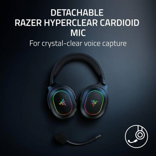 Razer Barracuda X Chroma Gaming Headphones, 40mm Razer TriForce, Detachable Razer HyperClear Cardioid Mic, 7.1 Surround Sound, 6-Zone Earcup Lighting, Black | RZ04-05220100-R3M1 thumbnail 2
