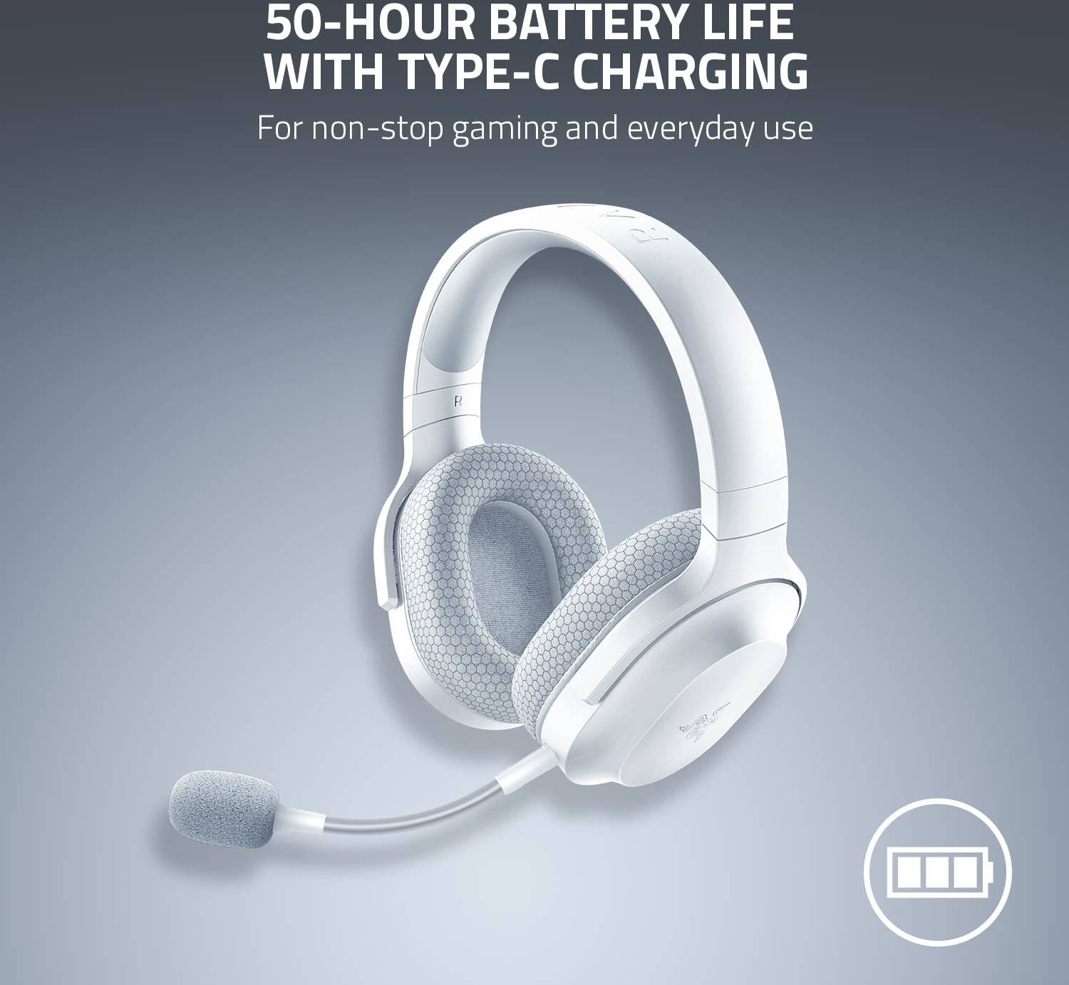 Razer Barracuda X Wireless Multi-platform Gaming & Mobile Headset 2022, USB-C/Wireless (2.4GHz), BT 5.2 Connect, 50H Battery, TriForce 40mm Drivers, 20 Hz-20 kHz Freq, Mercury | RZ04-04430200-R3M1 thumbnail 6