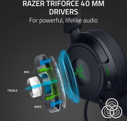 Razen Kraken Kitty V3 X Gaming Headphone, 40mm Triforce Driver, Hyperclear Cardioid Mic, 7.1 Surround Sound, Cross-Platform, Hybrid Fabric & Leatherette Cushion, Black | RZ04-05350200-R3U1 thumbnail 7