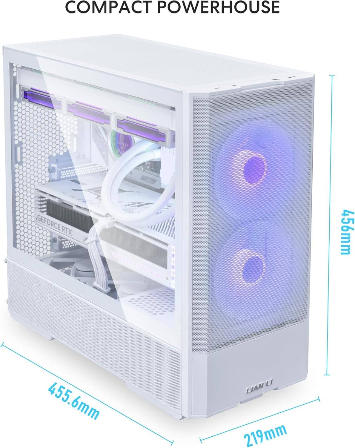 Lian Li Lancool 207 Mid Tower Case, 2x 140mm & 2x 120mm Pre-Installed Fan, Up to 360mm Radiator & 8x Fan Support, Steel & 4mm Tempered Glass Support, White | G99.LAN207RW.00 thumbnail 5
