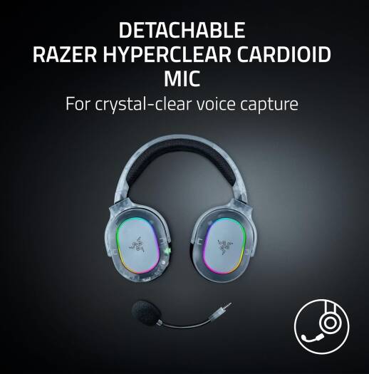Razer Barracuda X Chroma Gaming Headphones, 40mm Razer TriForce, Detachable Razer HyperClear Cardioid Mic, 7.1 Surround Sound, 6-Zone Earcup Lighting, Phantom White | RZ04-05220400-R3M1 thumbnail 7