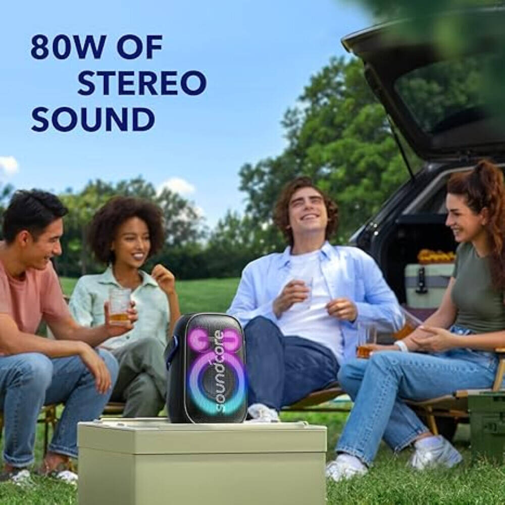 Anker Soundcore Rave Neo 2, 80W stereo sound, BassUp technology, IPX7 water-resistant, RGB light show, 18 Hours playback, Black | A33A1Z11.BK thumbnail 2