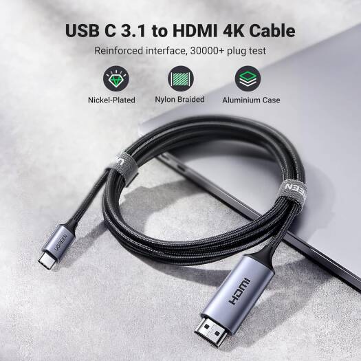 UGREEN USB C to HDMI Cable,USB 3.1 Type C to HDMI 4K 60Hz UHD Adapter, Compatible iPhone 15 Series,iPad 10/Pro/Air/Mini,Samsung Galaxy Series,MacBook Pro,Dell XPS,Huawei P60 Pro, 2 Meter | 50571 thumbnail 2