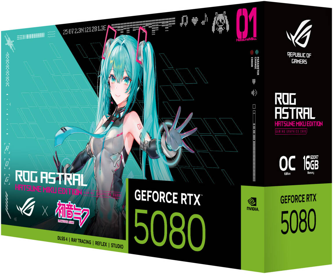 ASUS ROG Astral GeForce RTX 5080 OC Hatsune Miku Edition Graphics Card, 16GB GDDR7 256-Bit Memory, 2760 MHz Boost Clock, 10752 CUDA Cores, 30 Gbps Memory Speed | 90YV0LV9-M0NM00 thumbnail 7