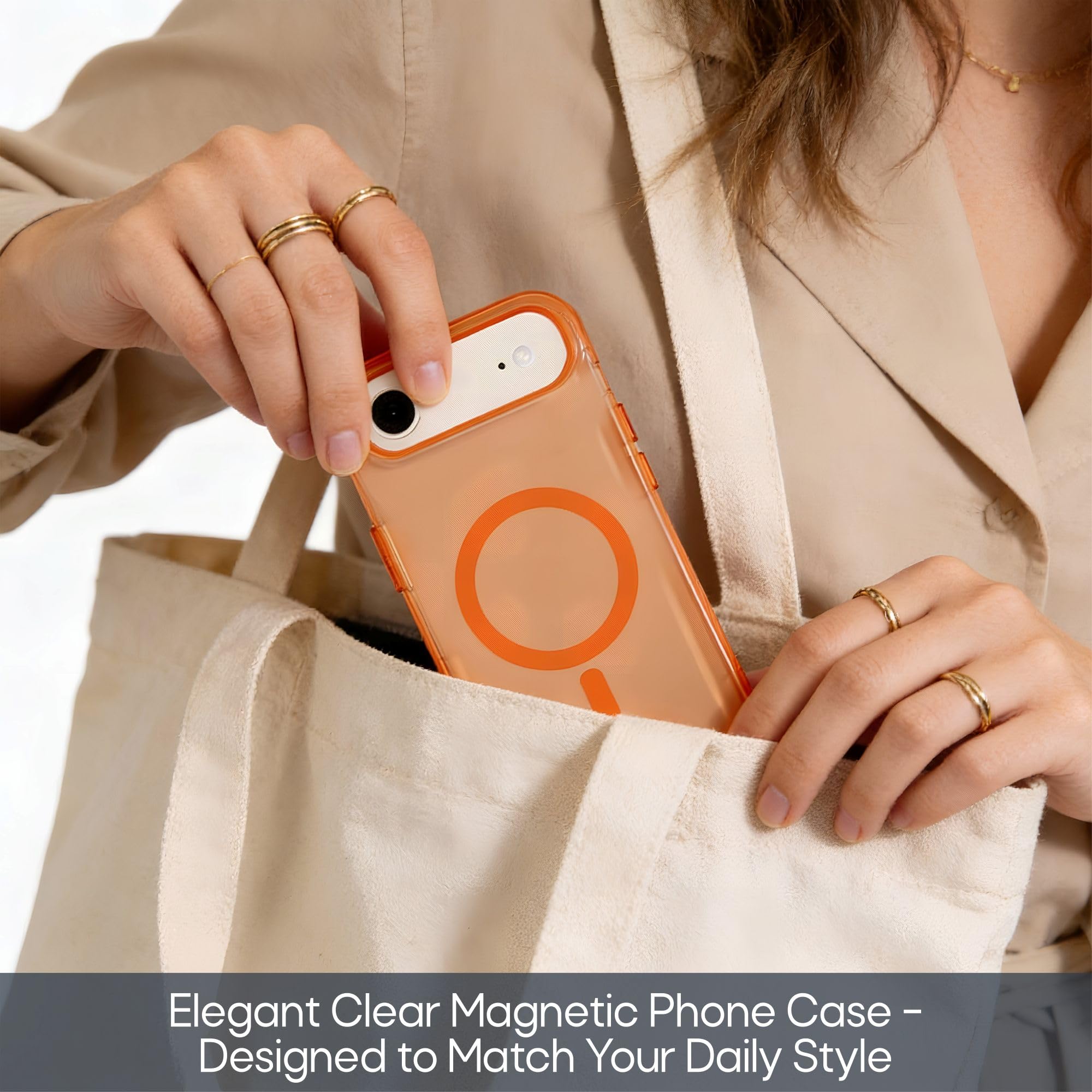 AZTECH Clear Fiber MagSafe Case for iPhone 17 Air Slim Transparent Protective Cover with Strong Magnetic Lock, Shockproof TPU, Scratch Resistant Back, Camera Protection – Desert Titanium thumbnail 6