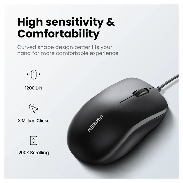 UGREEN MK330 USB WIRED KEYBOARD+MOUSE COMBO ENG-ARABIC thumbnail 4