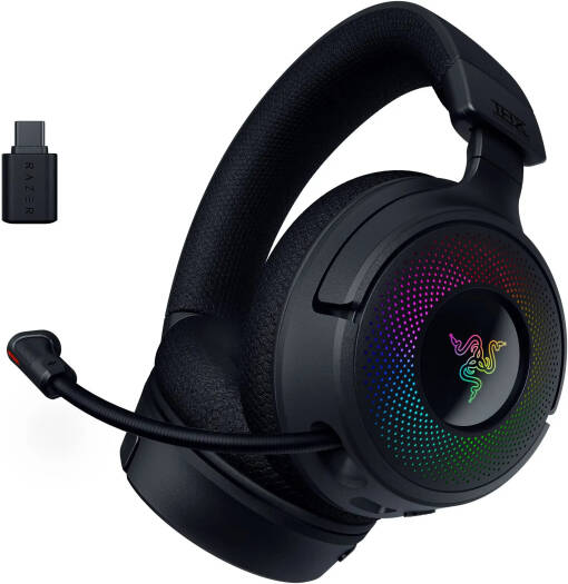 Razer Kraken V4 Pro Wireless Gaming Headphones, 40mm Driver, Razer TriForce Bio-Cellulose Type, Retractable Razer HyperClear Super Wideband Mic, Unidirectional Pick-Up, Black | RZ04-05160100-R3M1 thumbnail 2