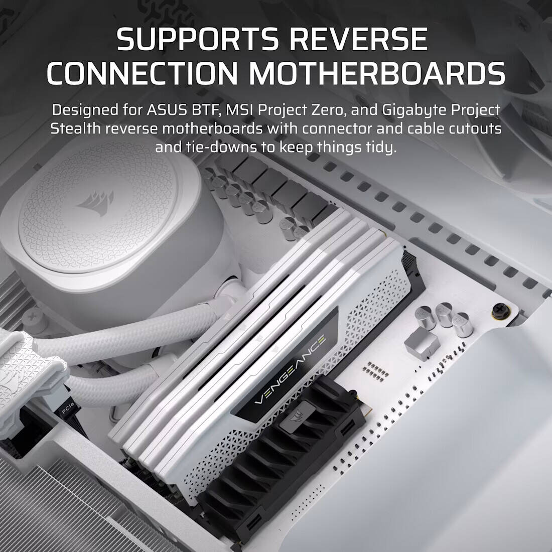 Corsair FRAME 5000D RS ARGB High-Airflow Mid-Tower PC Case, 4x RS140 ARGB Pre-Installed Fans, 360mm Radiator Support, 8 Expansion Slot, Tempered Glass, 3D-Y Airflow Steel, White | CC-9011310-WW thumbnail 6