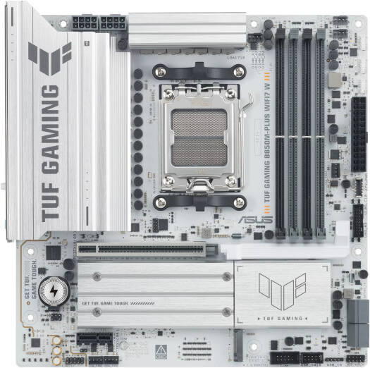 ASUS TUF GAMING B850M-PLUS WIFI7 W m-ATX AM5 Motherboard, AMD B850 Chipset, 4x DDR5 DIMM Slots, Up to 256GB Max Memory, 1x PCIe 5.0 x16 SafeSlot, 3x M.2 Slot, White | 90MB1MD0-M0EAY0 - Image 1
