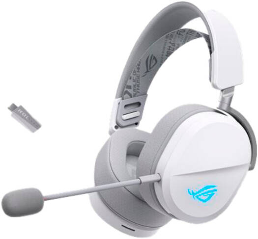 ASUS ROG Pelta Tri-Mode Gaming Headphones, 50mm ROG Titanium-Plated Diaphragm Drivers, 10mm Super-Wideband Boom Microphone, 900 mAh Battery Capacity, White | 90YH0410-BHUA10 - Image 1