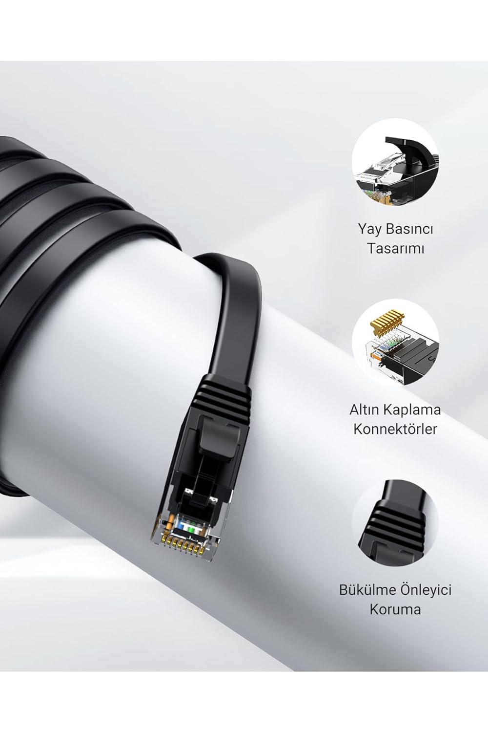 UGREEN CAT6 U/UTP LAN FLAT CABLE 2M BLACK thumbnail 5